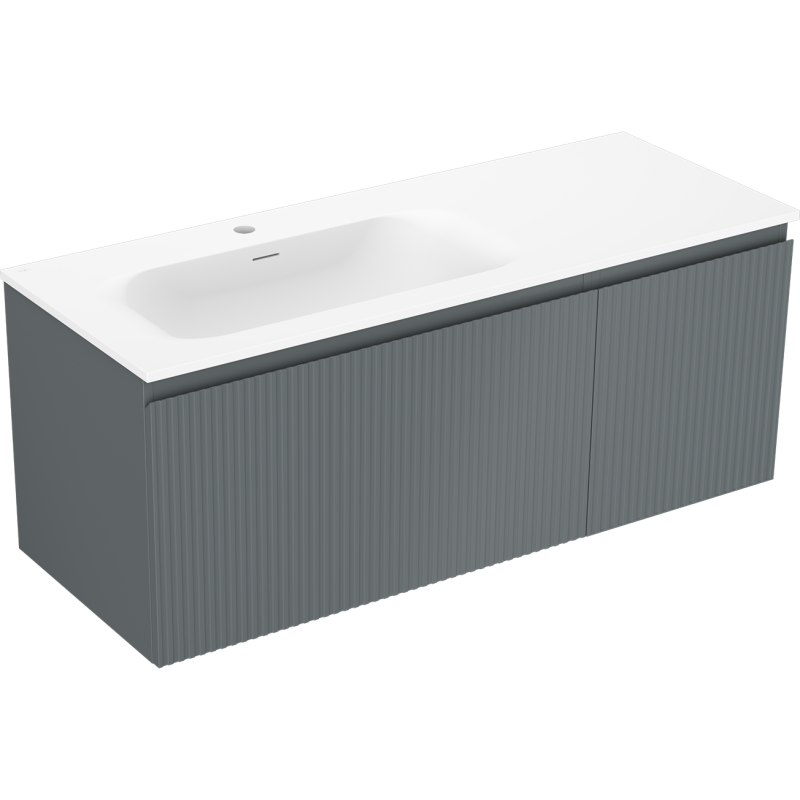 Mexen Rivel armario de baño de 120 cm con lavabo Vela izquierdo, 1S, 1D, acanalado, grafito mate/blanco mate