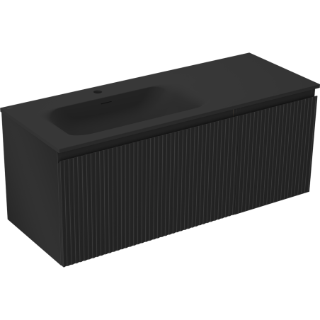 Mexen Rivel meuble de salle de bain 120 cm avec lavabo Vela gauche, 1S, 1D, rainuré, noir mat - 91A23-12047-3-BBFF71-W23L71