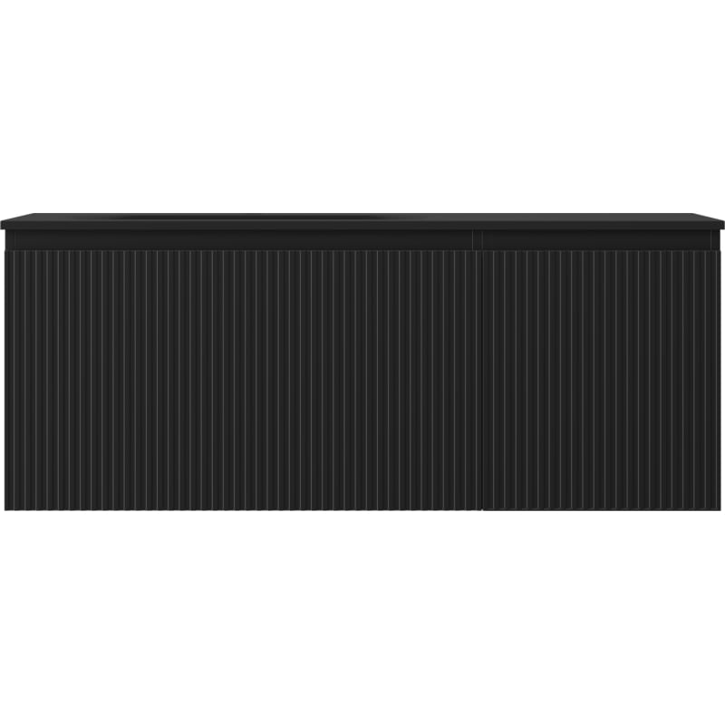 Mexen Rivel Badezimmerschrank 120 cm mit Waschbecken Vela links, 1S, 1D, gerillt, schwarz matt - 91A23-12047-3-BBFF71-W23L71