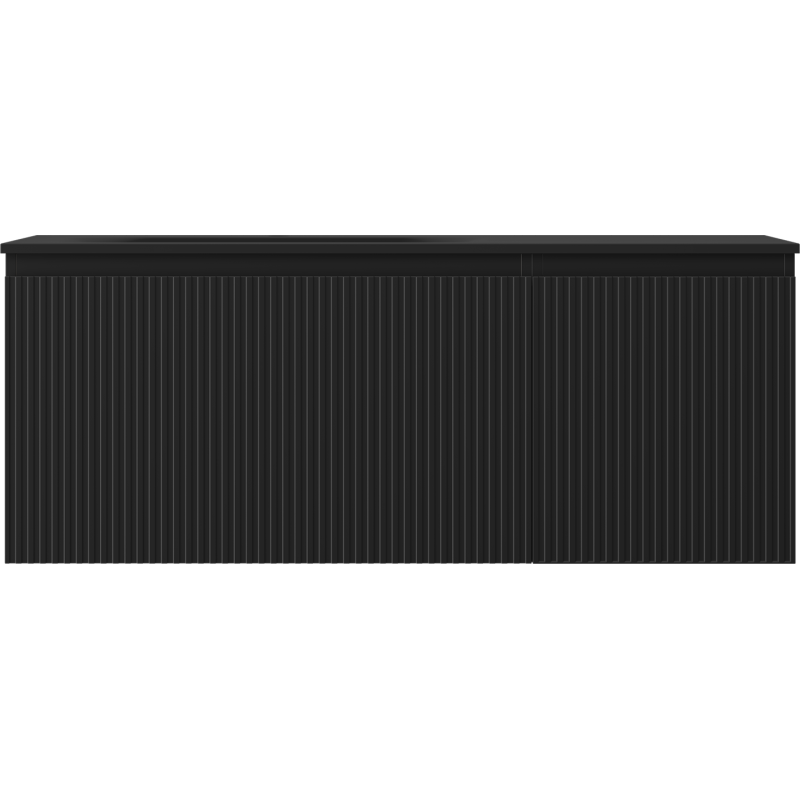Mexen Rivel bathroom cabinet 120 cm with Vela left sink, 1S, 1D, grooved, black matte - 91A23-12047-3-BBFF71-W23L71