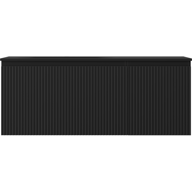 Mexen Rivel gabinete de baño 120 cm con lavabo Vela a la izquierda, 1S, 1D, ranurado, negro mate - 91A23-12047-3-BBFF71-W23L71