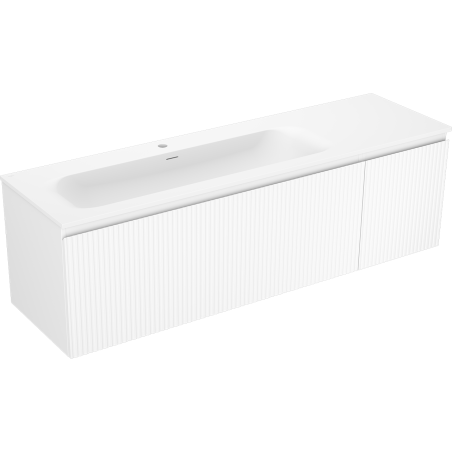 Mexen Rivel mobile da bagno 160 cm con lavandino Vela sinistro, 1S, 1D, scanalato, bianco opaco - 91A23-16047-3-BBFF01-W23L01