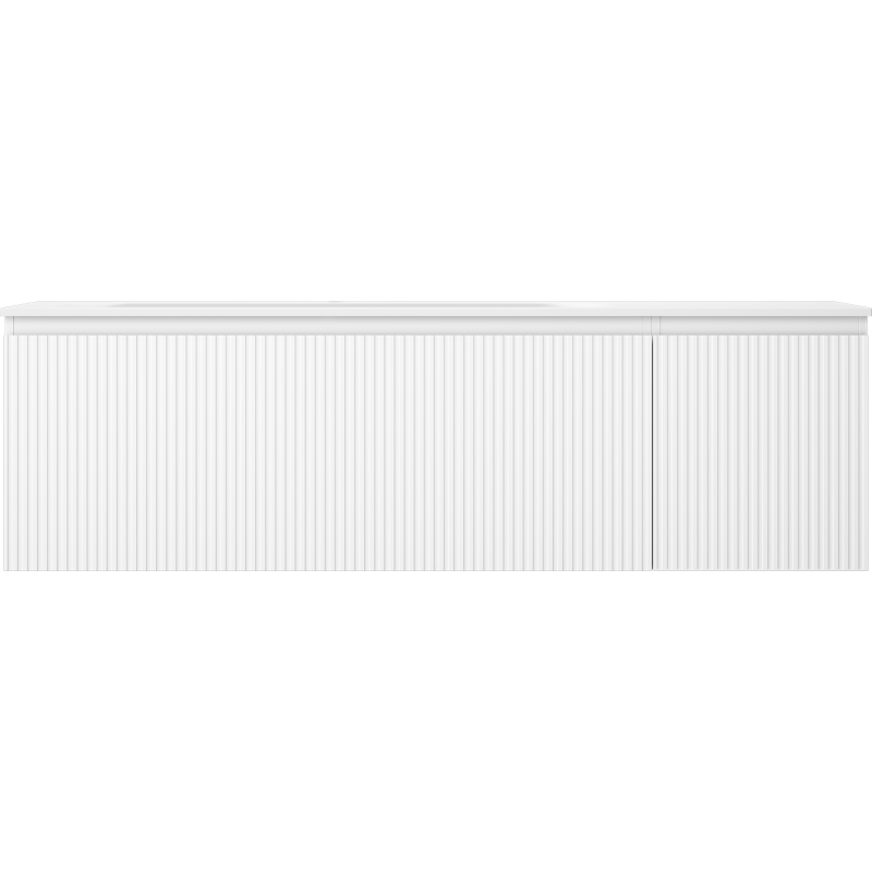 Mexen Rivel bathroom cabinet 160 cm with left Vela washbasin, 1S, 1D, fluted, white matte - 91A23-16047-3-BBFF01-W23L01