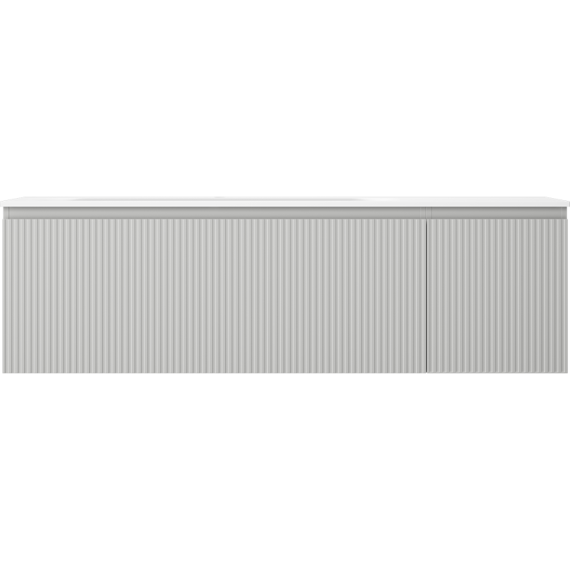 Mexen Rivel armario de baño de 160 cm con lavabo Vela izquierdo, 1S, 1D, acanalado, gris mate/blanco mate