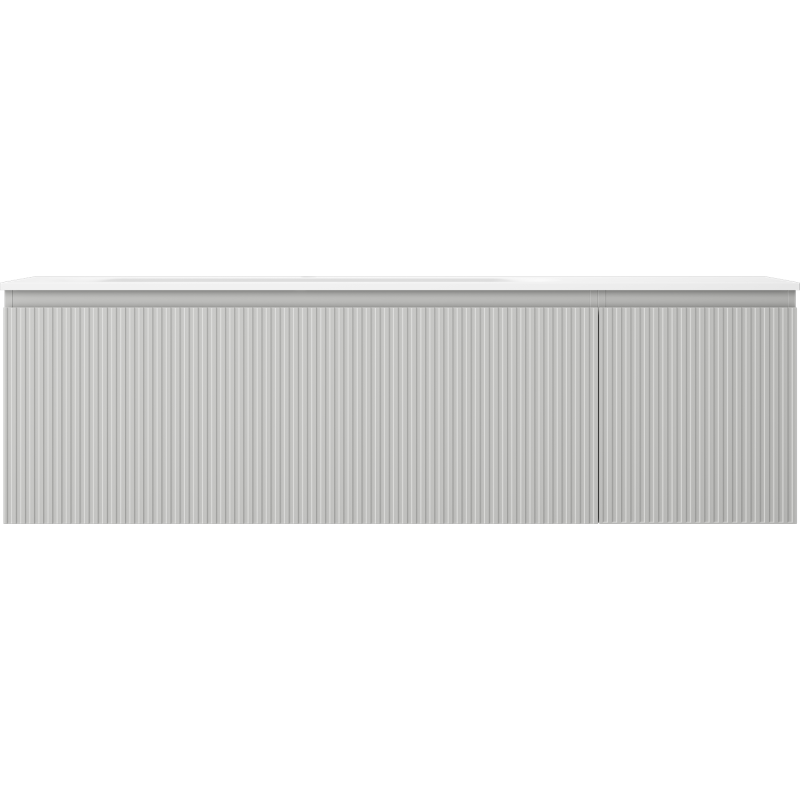 Mexen Rivel armário de casa de banho 160 cm com lavatório Vela esquerdo, 1S, 1D, canelado, cinza mate/branco mate