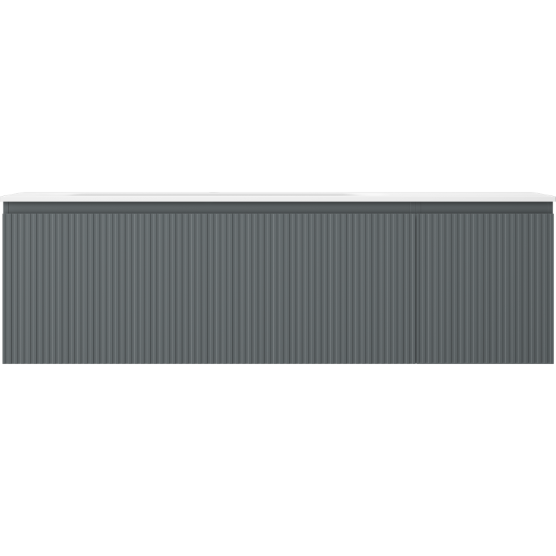 Mexen Rivel badkamerkast 160 cm met wastafel Vela links, 1S, 1D, gegroefd, grafiet mat/wit mat - 91A23-16047-3-BBFF66-W23L01