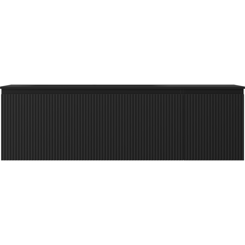 Mexen Rivel Buedzëmmer-Schaf 160 cm mat ënner dem Lavabo Vela lénks, 1S, 1D, rifft, schwaarz matt