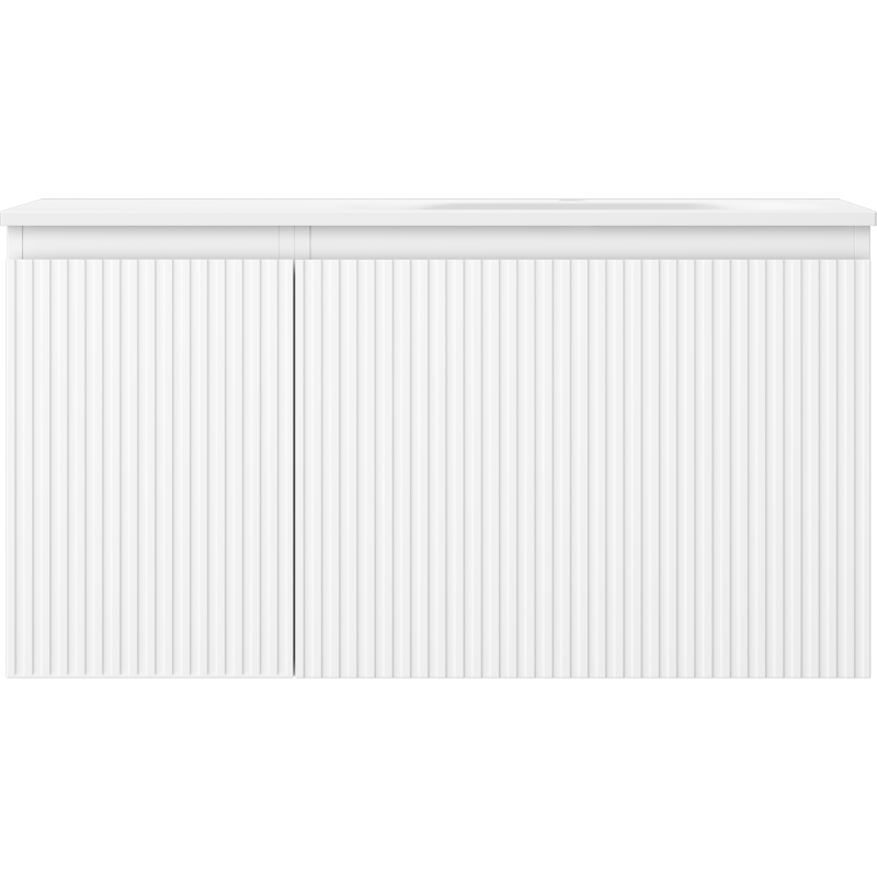 Mexen Rivel badkamerkast 90 cm met wastafel Vela rechts, 1S, 1D, gegroefd, wit mat - 91A23-09047-3-BBFF01-W23P01