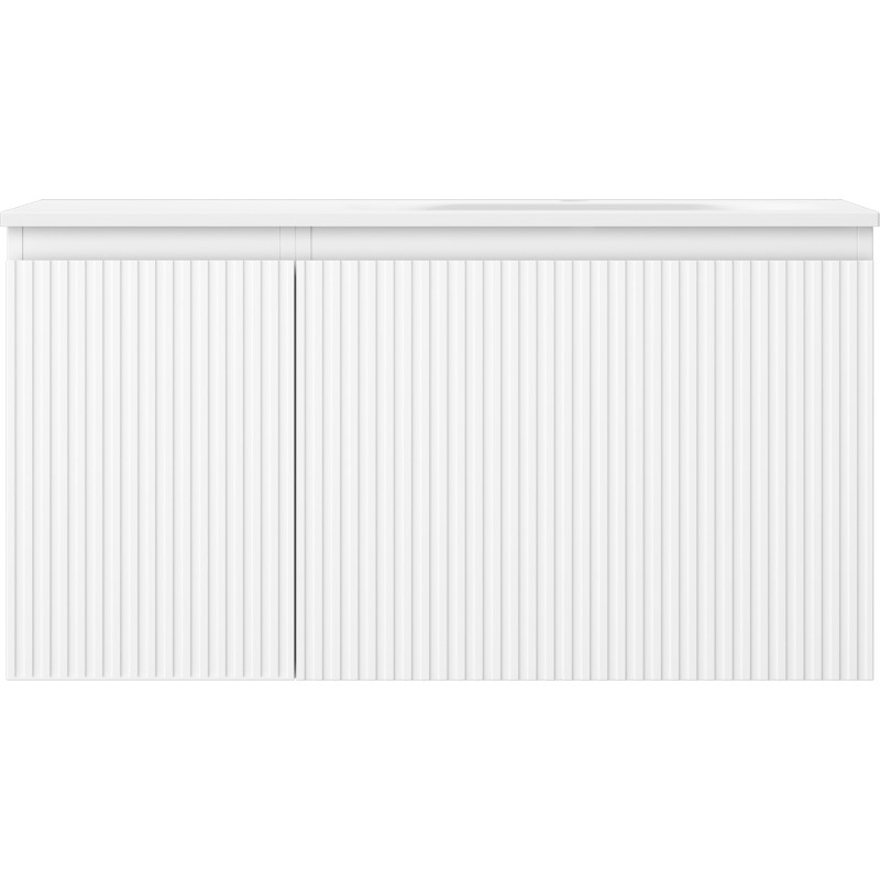 Mexen Rivel badkamerkast 90 cm met wastafel Vela rechts, 1S, 1D, geribbeld, wit mat - 91A23-09047-3-BBFF01-W23P01
