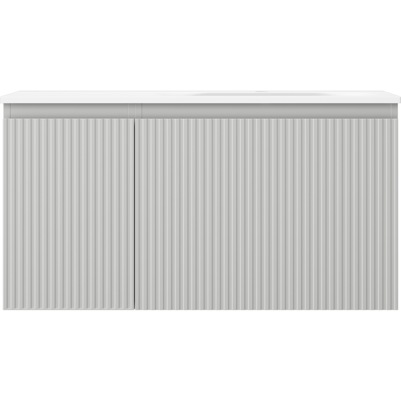 Mexen Rivel armoire de salle de bain 90 cm avec lavabo Vela droite, 1S, 1D, rainurée, gris mat/blanc mat