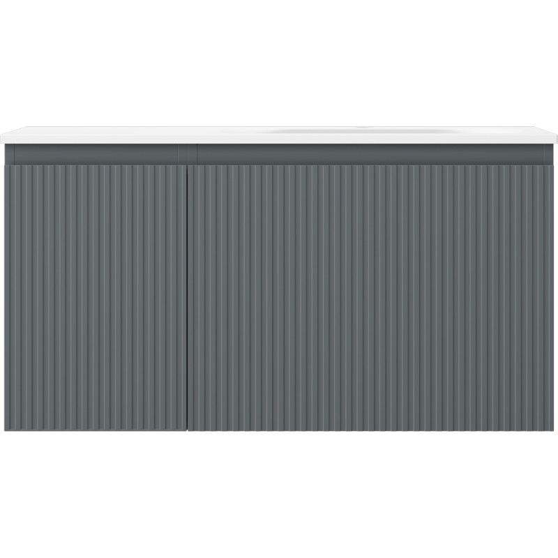Mexen Rivel badkamerkast 90 cm met wastafel Vela rechts, 1S, 1D, gegolfd, grafiet mat/wit mat - 91A23-09047-3-BBFF66-W23P01