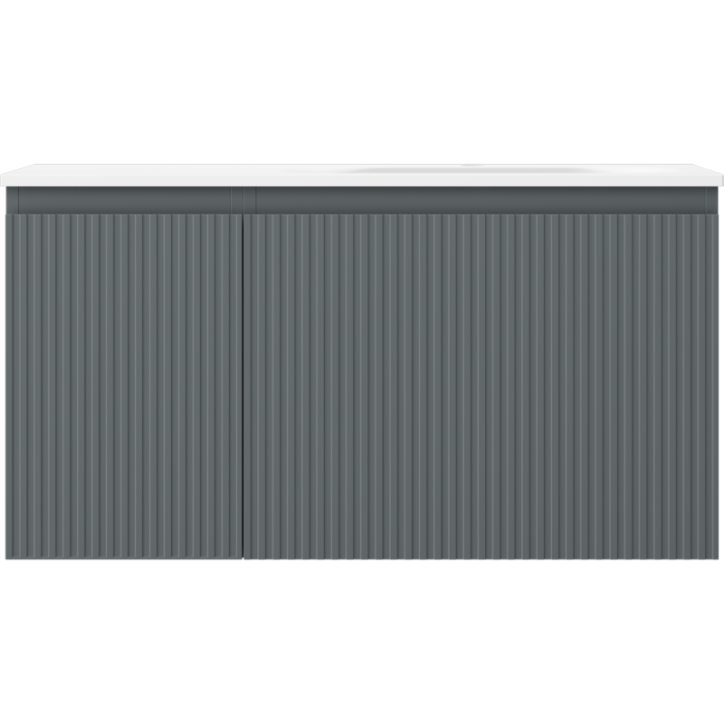 Mexen Rivel badkamerkast 90 cm met wastafel Vela rechts, 1S, 1D, gegroefd, grafiet mat/wit mat - 91A23-09047-3-BBFF66-W23P01