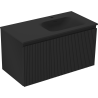 Mexen Rivel Badezimmerschrank 90 cm mit Waschbecken Vela rechts, 1S, 1D, geriffelt, schwarz matt - 91A23-09047-3-BBFF71-W23P71