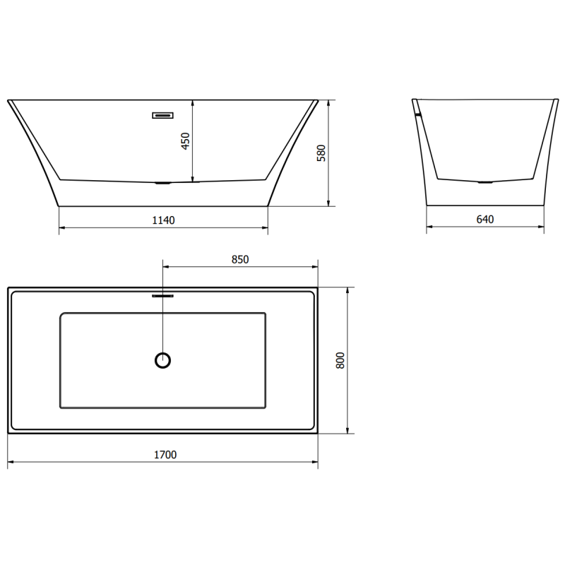Mexen Ibiza bañera independiente 170 x 80 cm, blanca - 57021708000