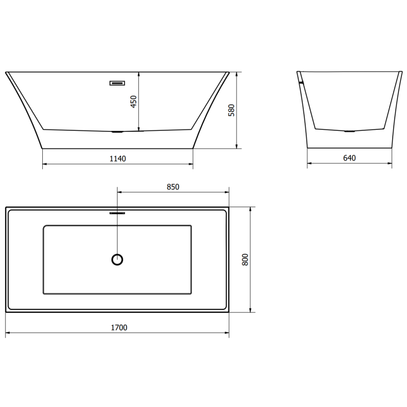Mexen Ibiza freistehende Badewanne 170 x 80 cm, weiß - 57021708000