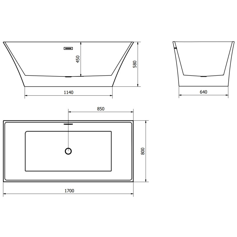 Mexen Ibiza vabaltseisev vann 170 x 80 cm, valge - 57021708000