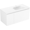 Mexen Rivel Badezimmerschrank 100 cm mit Waschtisch Vela rechts, 1S, 1D, geriffelt, weiß matt - 91A23-10047-3-BBFF01-W23P01