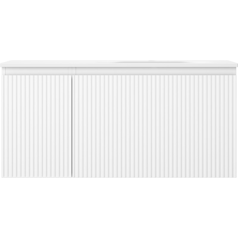 Mexen Rivel badkamerkast 100 cm met wastafel Vela rechts, 1S, 1D, gegroefd, wit mat - 91A23-10047-3-BBFF01-W23P01