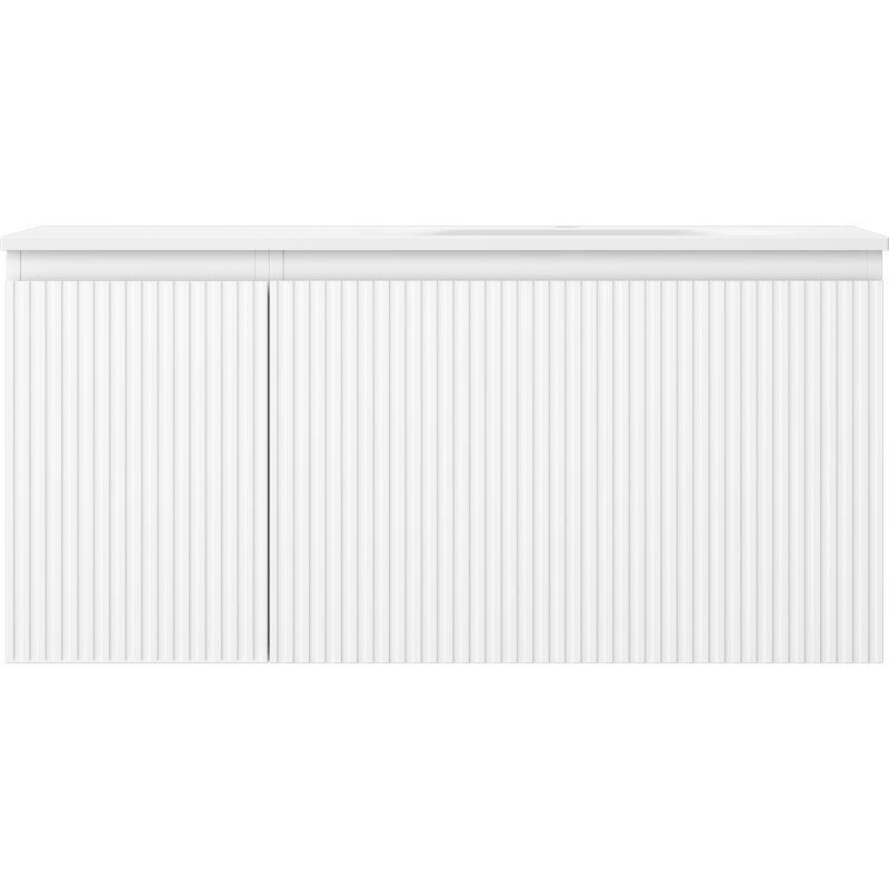 Mexen Rivel mobile da bagno 100 cm con lavabo Vela destro, 1S, 1D, scanalato, bianco opaco - 91A23-10047-3-BBFF01-W23P01