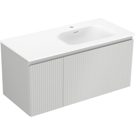 Mexen Rivel armario de baño 100 cm con lavabo Vela derecha, 1S, 1D, acanalado, gris mate/blanco mate