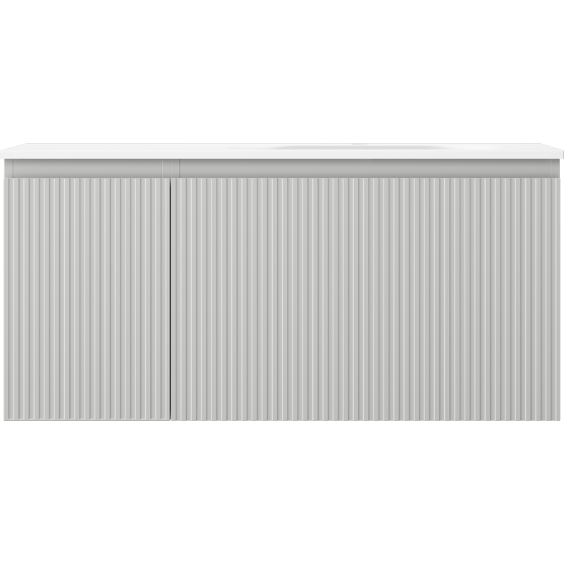 Mexen Rivel armoire de salle de bains 100 cm avec lavabo Vela à droite, 1S, 1D, rainurée, gris mat/blanc mat