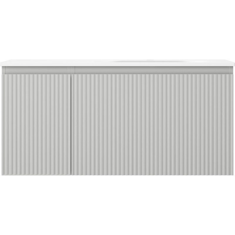 Mexen Rivel badkamerkast 100 cm met wastafel Vela rechts, 1 lade, 1 deur, gefreesd, grijs mat/wit mat