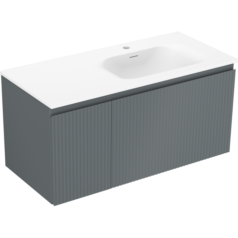 Mexen Rivel mobile bagno 100 cm con lavabo Vela destro, 1S, 1D, scanalato, grafite/bianco opaco - 91A23-10047-3-BBFF66-W23P01
