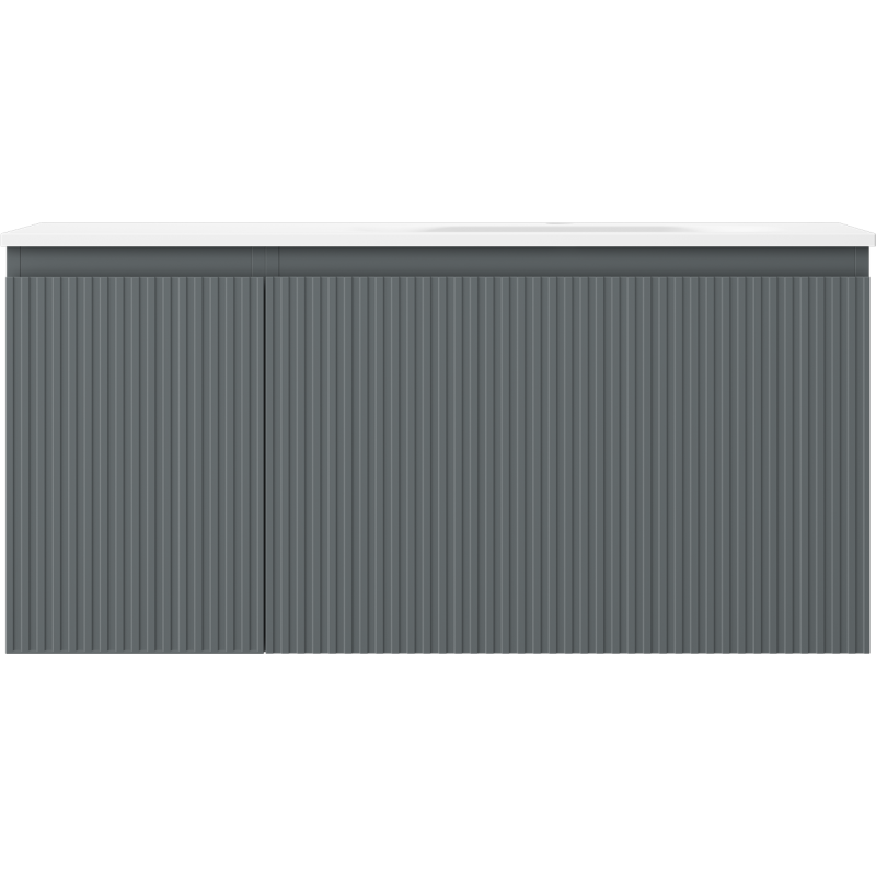 Mexen Rivel badkamerkast 100 cm met wastafel Vela rechts, 1S, 1D, geribbeld, grafiet/wit mat - 91A23-10047-3-BBFF66-W23P01