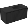 Mexen Rivel meuble de salle de bain 100 cm avec lavabo Vela droit, 1S, 1D, rainuré, noir mat - 91A23-10047-3-BBFF71-W23P71