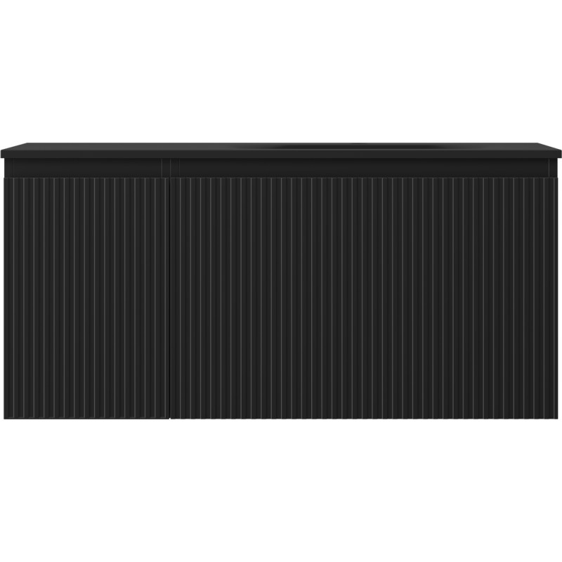 Mexen Rivel armario de baño 100 cm con lavabo Vela derecho, 1S, 1D, acanalado, negro mate - 91A23-10047-3-BBFF71-W23P71