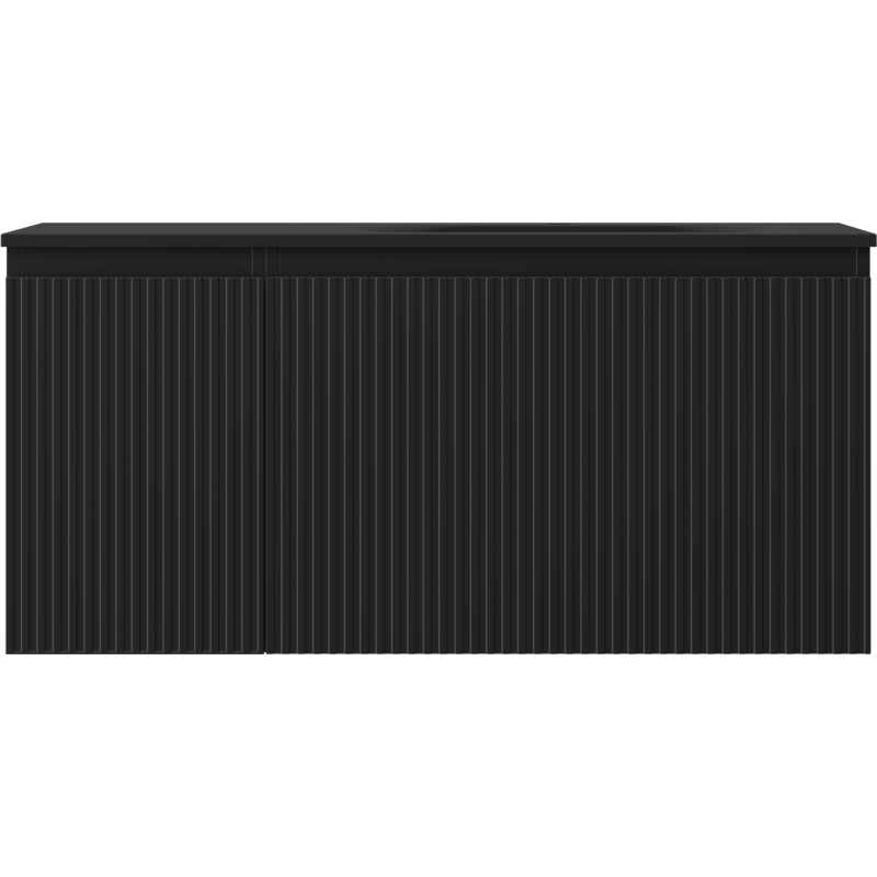 Mexen Rivel badkamerkast 100 cm met wastafel Vela rechts, 1 lade, 1 deur, gegroefd, zwart mat - 91A23-10047-3-BBFF71-W23P71