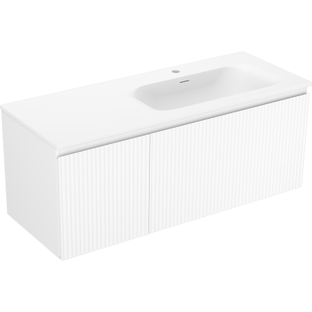 Mexen Rivel bathroom cabinet 120 cm with Vela right sink, 1S, 1D, grooved, matte white - 91A23-12047-3-BBFF01-W23P01