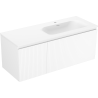 Mexen Rivel Badezimmerschrank 120 cm mit Waschbecken Vela rechts, 1S, 1D, gefräst, weiß matt - 91A23-12047-3-BBFF01-W23P01