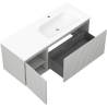 Mexen Rivel armoire de salle de bain 120 cm avec lavabo Vela à droite, 1 tiroir, 1 porte, rainurée, gris mat/blanc mat