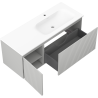 Mexen Rivel mobiletto da bagno 120 cm con lavabo Vela destro, 1S, 1D, scanalato, grigio opaco/bianco opaco