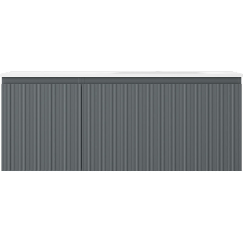 Mexen Rivel badmeubelkast 120 cm met wastafel Vela rechts, 1S, 1D, gegroefd, grafiet/wit mat - 91A23-12047-3-BBFF66-W23P01