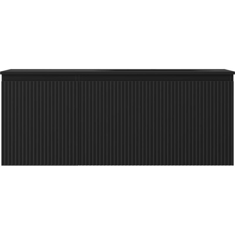 Mexen Rivel badkamerkast 120 cm met wastafel Vela rechts, 1 lade, 1 deur, gegroefd, matzwart - 91A23-12047-3-BBFF71-W23P71