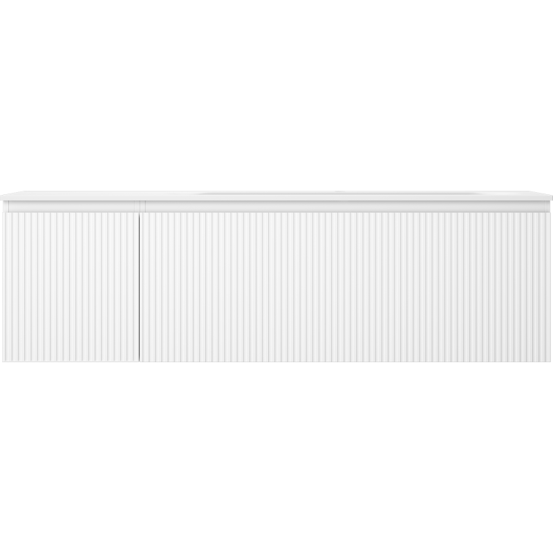 Mexen Rivel Badezimmerunterschrank 160 cm mit Waschbecken Vela rechts, 1S, 1D, gerillt, weiß matt - 91A23-16047-3-BBFF01-W23P01