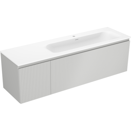 Mexen Rivel meuble de salle de bain 160 cm avec lavabo Vela à droit, 1T, 1P, rainuré, gris mat/blanc mat