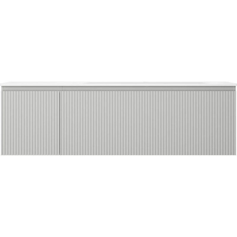 Mexen Rivel badkamerkast 160 cm met wastafel Vela rechts, 1S, 1D, gegroefd, grijs mat/wit mat - 91A23-16047-3-BBFF62-W23P01