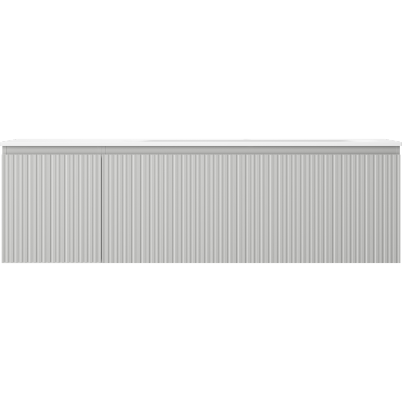 Mexen Rivel mobile bagno 160 cm con lavabo Vela destro, 1S, 1D, scanalato, grigio opaco/bianco opaco