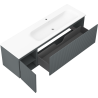 Mexen Rivel mobile bagno 160 cm con lavabo Vela destro, 1S, 1D, scanalato, grafite/bianco opaco - 91A23-16047-3-BBFF66-W23P01