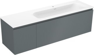 Mexen Rivel 160 cm Bathroom Cabinet with Vela Sink Right, 1S, 1D, Grooved, Graphite/White Matte - 91A23-16047-3-BBFF66-W23P01