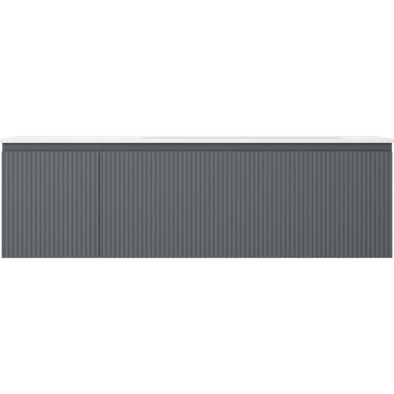 Mexen Rivel 160 cm Bathroom Cabinet with Vela Sink Right, 1S, 1D, Grooved, Graphite/White Matte - 91A23-16047-3-BBFF66-W23P01
