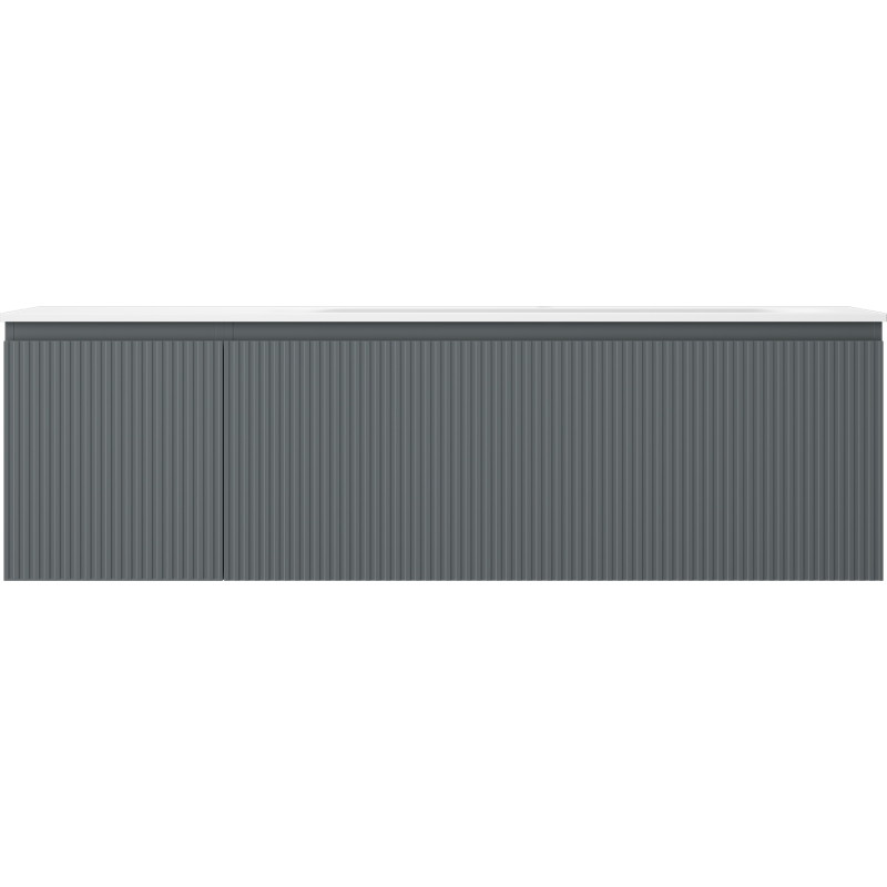 Mexen Rivel badkamerkast 160 cm met wastafel Vela rechts, 1S, 1D, gegroefd, grafiet/wit mat - 91A23-16047-3-BBFF66-W23P01