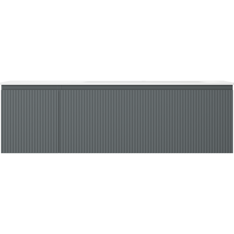 Mexen Rivel Badschrank 160 cm mit Waschbecken Vela rechts, 1S, 1D, geriffelt, graphit/weiß matt - 91A23-16047-3-BBFF66-W23P01