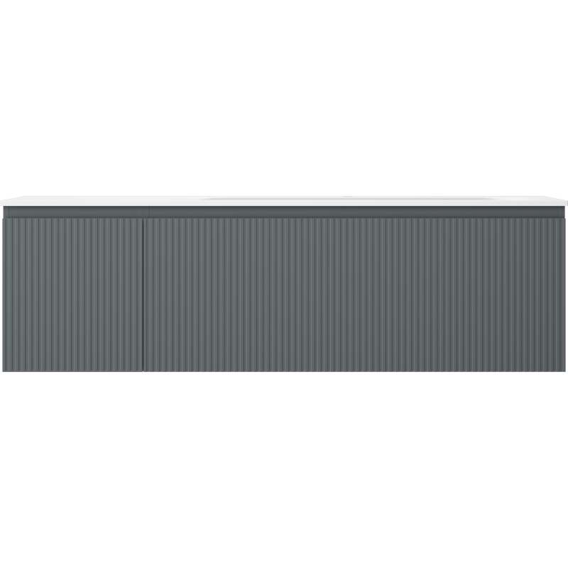 Mexen Rivel meuble de salle de bain 160 cm avec lavabo Vela à droite, 1S, 1D, rainuré, graphite/blanc mat