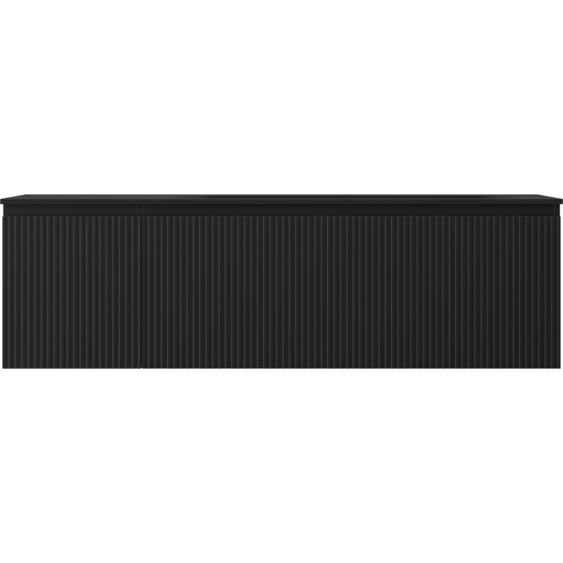 Mexen Rivel armadietto da bagno 160 cm con lavabo Vela destro, 1S, 1D, scanalato, nero opaco - 91A23-16047-3-BBFF71-W23P71
