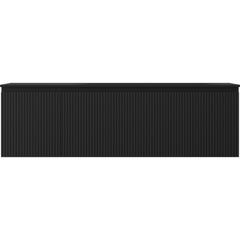 Mexen Rivel bathroom cabinet 160 cm with Vela right washbasin, 1S, 1D, fluted, matte black - 91A23-16047-3-BBFF71-W23P71