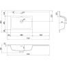 Mexen Orio Badezimmerschrank 90 cm mit linkem Otis-Waschbecken, 2S, 1D, weiß glänzend - 91A13-09047-3-BBFFF00-W18L00